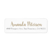 シックなシンプルモダンスクリプト金ゴールド差出人住所 ラベル (正面)