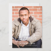 シックなシンプルモダンスクリプト2枚の写真の卒業 案内状 (正面)