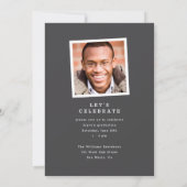 シックなシンプルモダンスクリプト2枚の写真の卒業 案内状 (裏面)