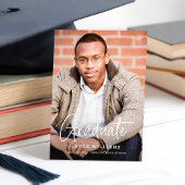 シックなシンプルモダンスクリプト2枚の写真の卒業 案内状