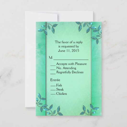 シックなシーグリーンコラム 出欠カード (正面)