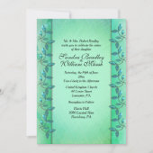 シックなシーグリーンコラム 招待状 (正面)