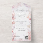 シックなシーシェルズコーラルウォーターQRコード結婚ズ オールインワン招待状 (内側)