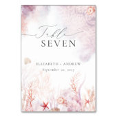 シックなシーシェルズコーラルウォー結婚ダーズ テーブルナンバー (裏面)