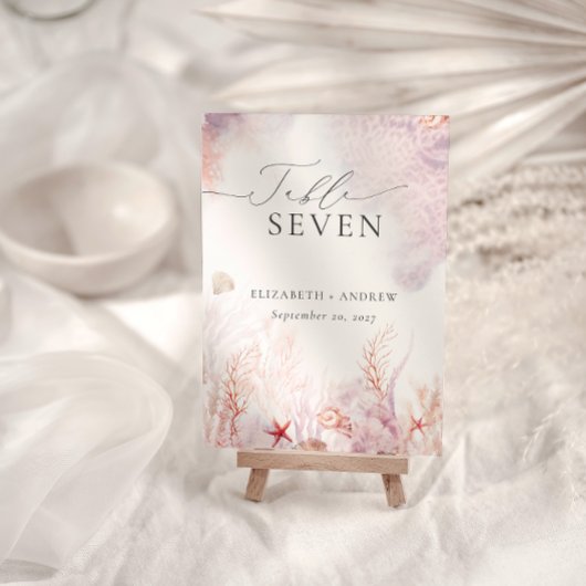 シックなシーシェルズコーラルウォー結婚ダーズ テーブルナンバー