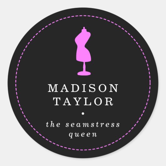 シックなシーパステーラー |ピンクマネキンブラック ラウンドシール (正面)