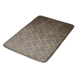 シックなジオメトリックゴールデンコーヒーチョコレートブラウン バスマット