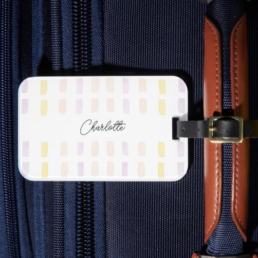 シックなジオメトリックモノグラムの水色 ラゲッジタグ (正面インサイチュ4)