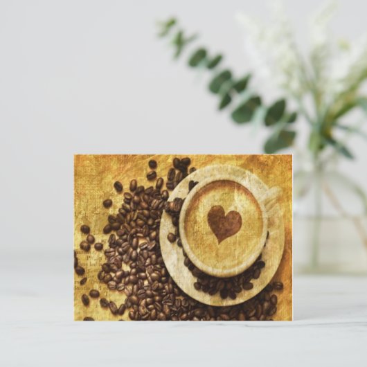 シックなジャワのカプチーノのコーヒー豆のコーヒー恋人 ポストカード (スタンド正面)