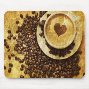 シックなジャワのカプチーノのコーヒー豆のコーヒー恋人 マウスパッド