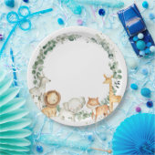 シックなジャングルアニマルズグリーンリーベビーシャワー誕生日 ペーパープレート (パーティー)