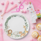 シックなジャングルアニマルズグリーンリーベビーシャワー誕生日 ペーパープレート (パーティー)