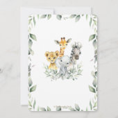 シックなジャングルアニマルズグリーン誕生日ボーイガール 招待状 (裏面)