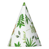 シックなジャングルアニマルズサファリ1st誕生日の緑 パーティーハット (裏面)