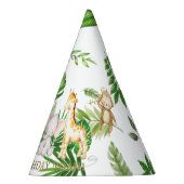 シックなジャングルアニマルズサファリ1st誕生日の緑 パーティーハット (右)