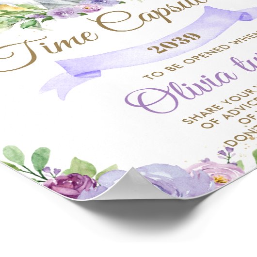 シックなジャングルアニマルズパープルフローラタイムカプセル ポスター (角)