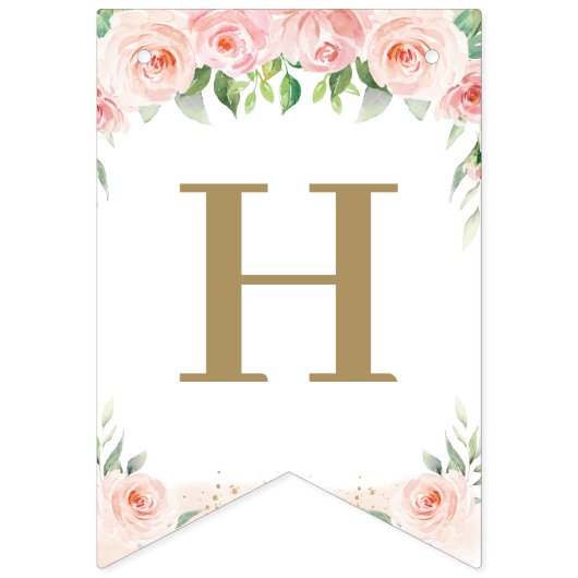 シックなジャングルアニマル赤面ピンクフローラ誕生日 バンティングフラッグ (第2の旗)