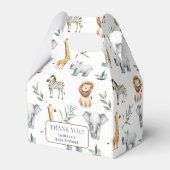 シックなジャングル動物の緑のサファリベイビーシャワー フェイバーボックス (正面サイド)