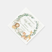 シックなジャングル動物の緑のニュートラルベビーシャワー スタンダードカクテルナプキン (角)