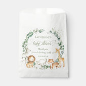 シックなジャングル動物の緑のニュートラルベビーシャワー フェイバーバッグ (正面)