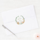 シックなジャングル動物の緑のニュートラルベビーシャワー ラウンドシール (封筒)