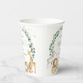シックなジャングル動物の緑のニュートラルベビーシャワー 紙コップ (右)