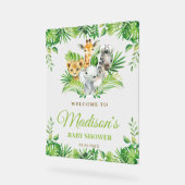 シックなジャングル動物の緑の赤ちゃんシャワーへようこそ アクリルサイン (傾斜)