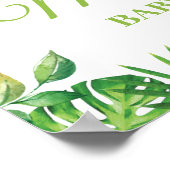 シックなジャングル動物の緑の赤ちゃんシャワーへようこそ ポスター (角)