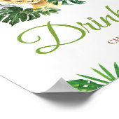 シックなジャングル動物の緑の赤ちゃんシャワードリンク ポスター (角)