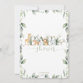 シックなジャングル動物の緑の赤ちゃんシャワー男の子 招待状 (裏面)