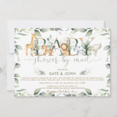 シックなジャングル動物の緑の赤ちゃんシャワーbyメール 招待状 (正面)