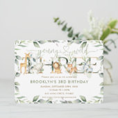 シックなジャングル動物の緑の野生の3番目の誕生日 招待状 (スタンド正面)