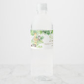 シックなジャングル動物の緑1st誕生日ワイルドワン ペットボトルラベル (正面)