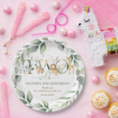 シックなジャングル動物の緑2nd誕生日2野生 ペーパープレート (パーティー)