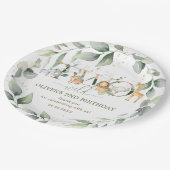 シックなジャングル動物の緑2nd誕生日2野生 ペーパープレート (アングル)