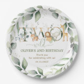 シックなジャングル動物の緑2nd誕生日2野生 ペーパープレート (正面)