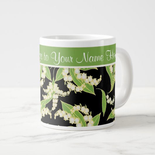 シックなジャンボコーヒー・マグ: 黒い谷のユリ ジャンボコーヒーマグカップ (正面右)