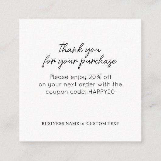 シックなジュエリー気にの指示Thank You Business エンクロージャーカード (裏面)