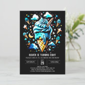 シックなスウィートボーイズ少年アイスクリーム誕生日 招待状 (スタンド正面)