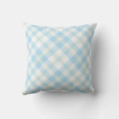シックなスカイブルー、グリーン、ホワイトチェックパターン クッション (裏面)