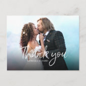 シックなスクリプシンプルトのエレガントな結婚式ありがとう写真 ポストカード (正面)