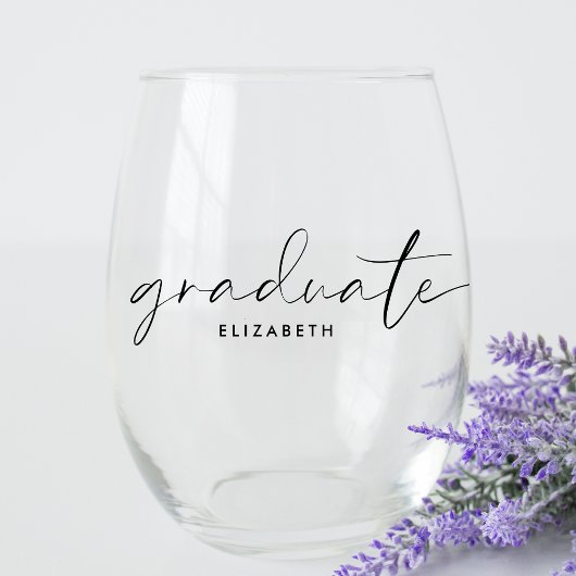 シックなスクリプトの卒業 ステムなしワイングラス