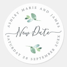 シックなスクリプトの新しい日付の延期結婚のラベル