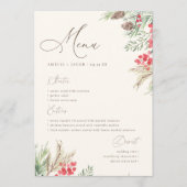 シックなスクリプトの水色の冬の緑結婚の メニュー (正面)