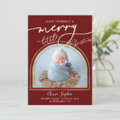 シックなスクリプトアーチフレームの誕生のお知らせ シーズンカード (スタンド正面)