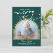 シックなスクリプトアーチフレームの誕生のお知らせ シーズンカード (スタンド正面)