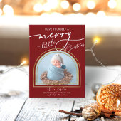 シックなスクリプトアーチフレームの誕生のお知らせ シーズンポストカード