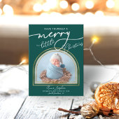 シックなスクリプトアーチフレームの誕生のお知らせ シーズンポストカード