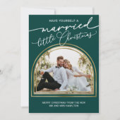 シックなスクリプトアーチホリデー結婚の発表 シーズンカード (正面)