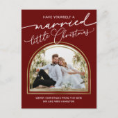 シックなスクリプトアーチホリデー結婚の発表 シーズンポストカード (正面)